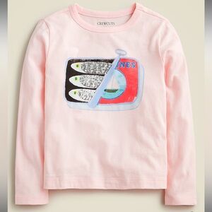 J. Crew Girls Sequined Sardines Graphic Long Sleeved T-Shirt- size Medium NWT